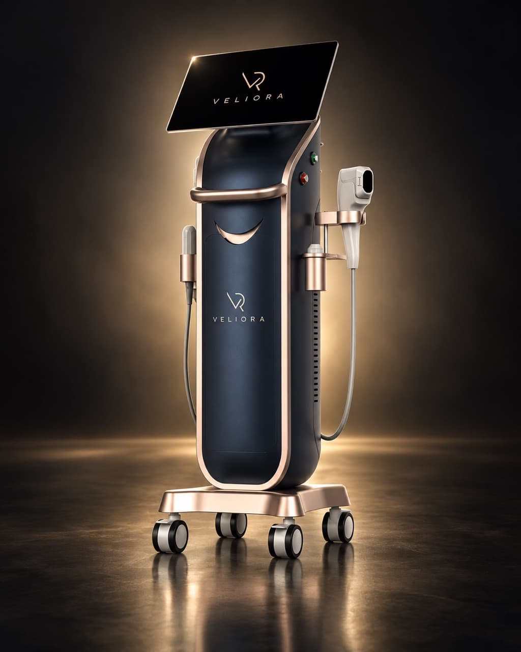 Veliora 7D HIFU console in navy / rose gold