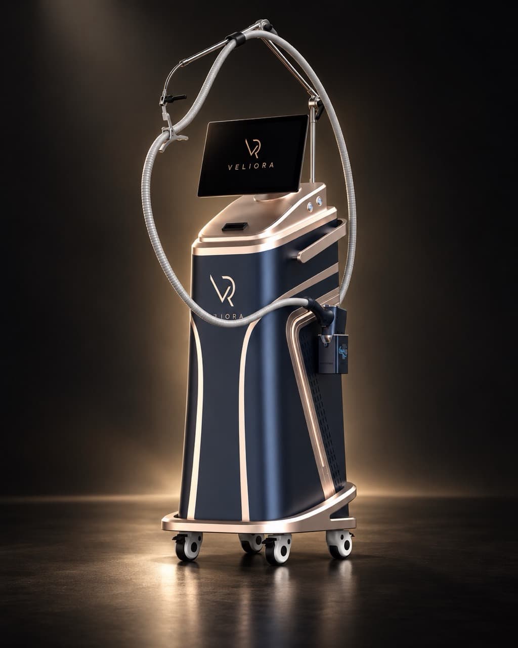 Veliora laser hair removal device in navy / rose gold